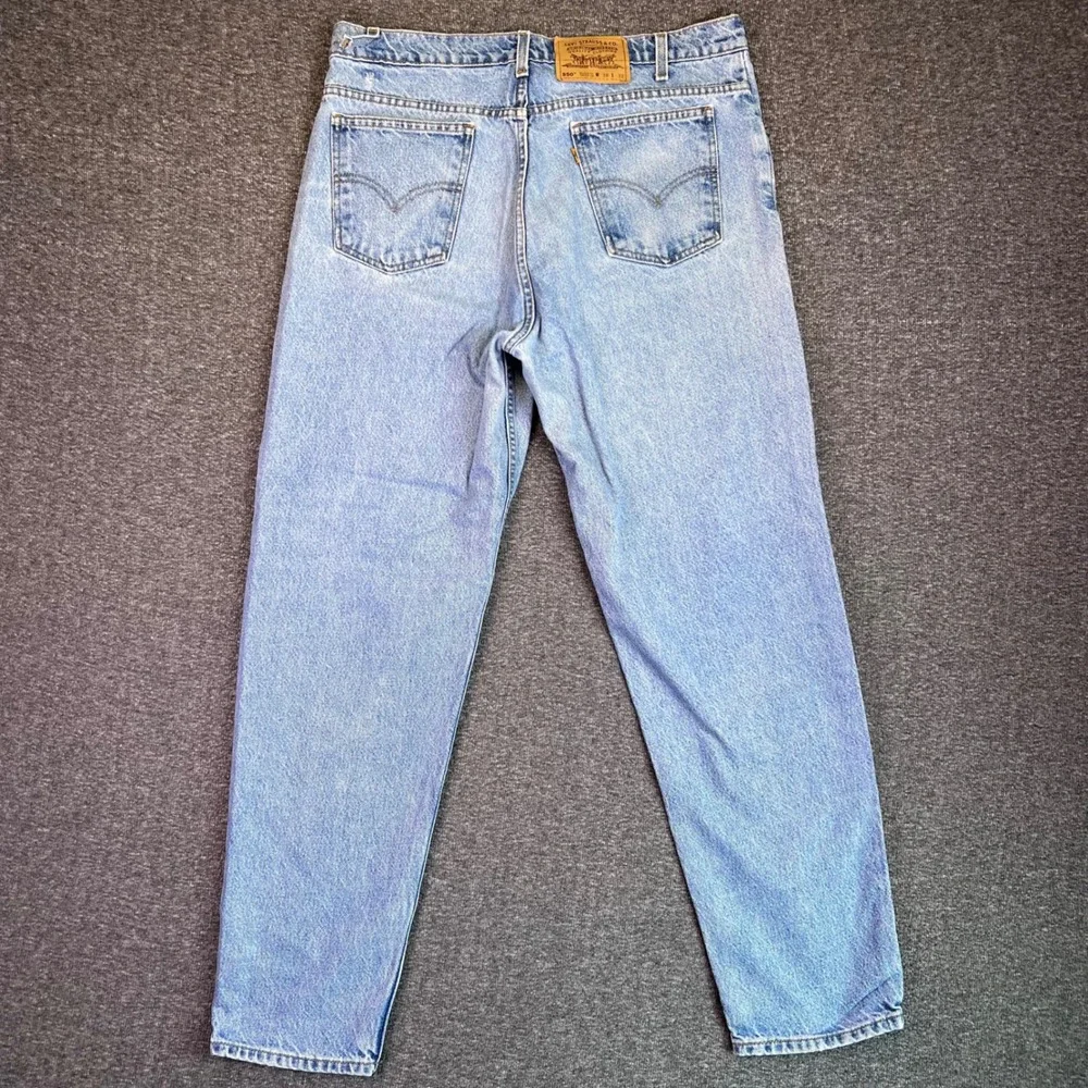 VTG 90s Levis 550 Jeans Mens 38x32 Light Wash Orange Tab Tapered Relaxed Grunge‎